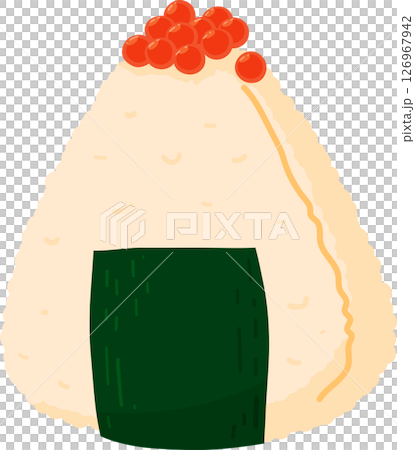 Onigiri. Japanese fast food made of rice with stuffing, molded in the form of a triangle in nori Onigiri. Japanese fast food made of rice with stuffing, molded in the form of a triangle in nori 126967942