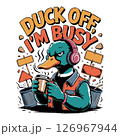 Duck Off I'm Busy Vector - Coffee Drinking Attitude Duck 126967944