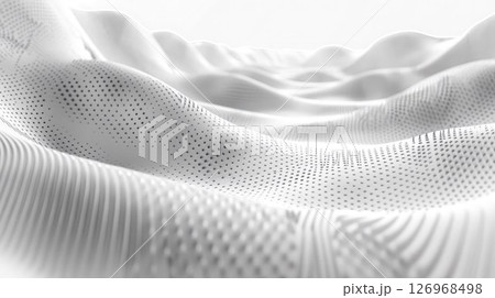 Abstract white fabric texture with waves and patterns. Soft, smooth surface creating a sense of depth and dimension. Ideal for backgrounds or textile design. Abstract white fabric texture with waves and patterns. Soft, smooth surface creating a sense of depth and dimension. Ideal for backgrounds or textile design. 126968498