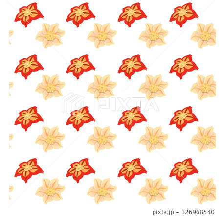 Simple flowers in flat style. Seamless pattern. Vector illustration. 126968530