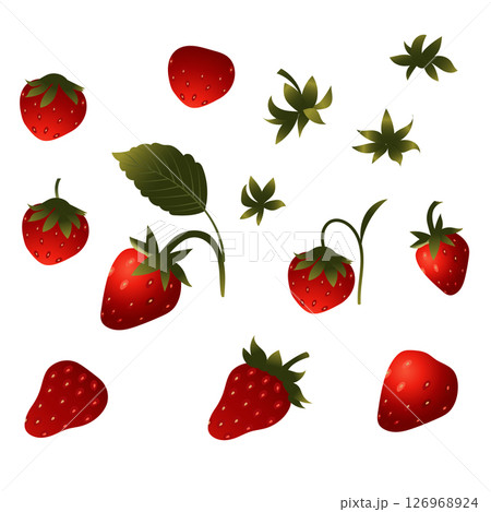 Set of strawberry berries. Vector illustration isolated on white background. 126968924