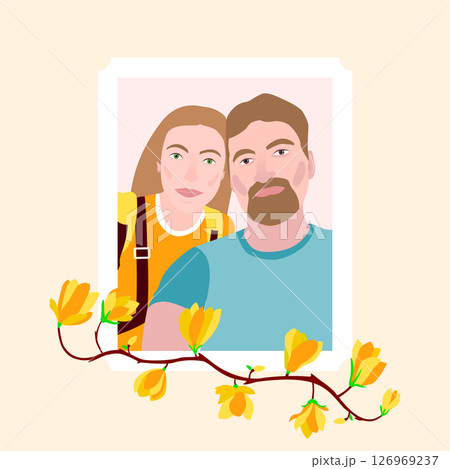 Man Woman Frame Portrait Flowers Man Woman Frame Portrait Flowers 126969237