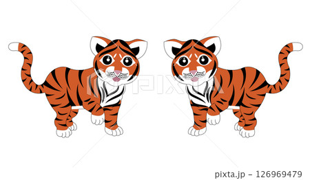Little cute tiger cub. Vector illustration isolated on white background. Little cute tiger cub. Vector illustration isolated on white background. 126969479