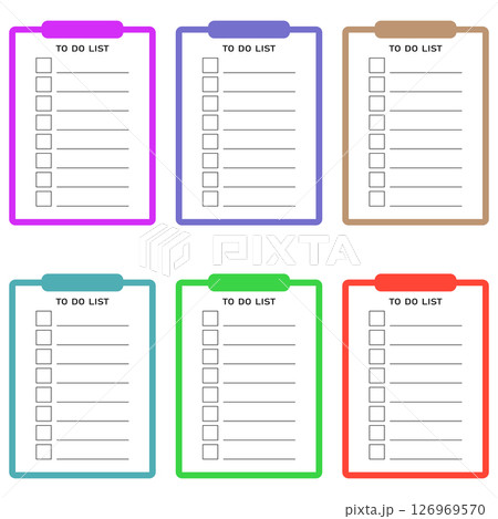 Grid paper with to do list. Checklist vector illustration in flat style. Set of template planners for schedule, agenda, cards, checklists, notebooks and other stationery 126969570