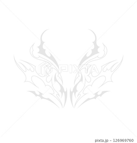 Abstract symmetrical neo tribal cyber sigilism element. Outline grey shape for tattoo or body art. Abstract symmetrical neo tribal cyber sigilism element. Outline grey shape for tattoo or body art. 126969760