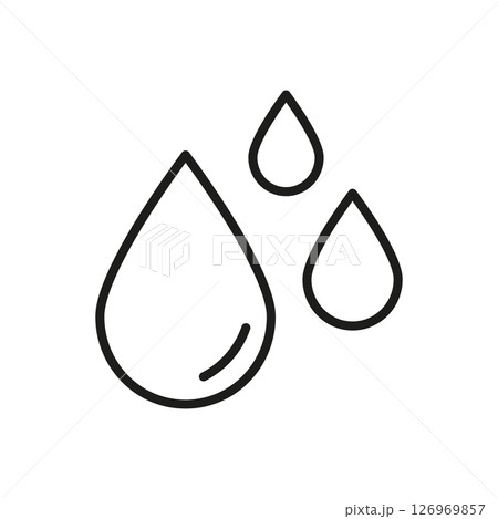 Water Droplets Line Icon. Hydration, Purity, And Freshness Outline Symbol. Environmental And Health Concept. Editable Stroke. Isolated Vector Illustration 126969857