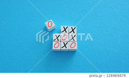 Tic-tac-toe win concept. Strategic thinking and achieving goals. 126969874
