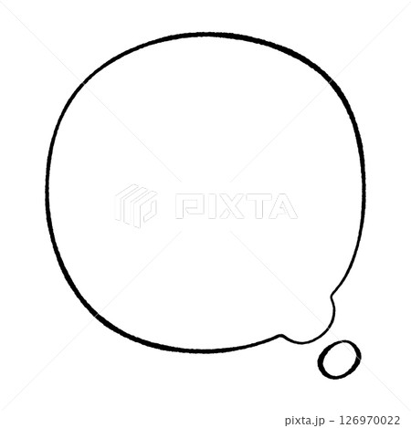線画手書き風のシンプルな吹き出し 思考 丸型 しっぽ右 白黒 線画手書き風のシンプルな吹き出し 思考 丸型 しっぽ右 白黒 126970022