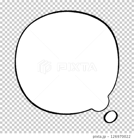 線画手書き風のシンプルな吹き出し 思考 丸型 しっぽ右 白黒 線画手書き風のシンプルな吹き出し 思考 丸型 しっぽ右 白黒 126970022