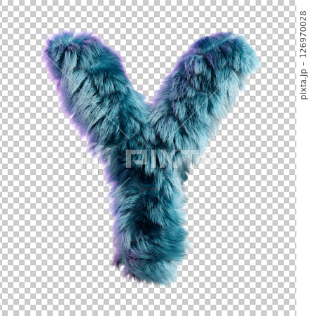 Furry Blue Letter Y Isolated on White Background in Creative 3D Design Style Furry Blue Letter Y Isolated on White Background in Creative 3D Design Style 126970028
