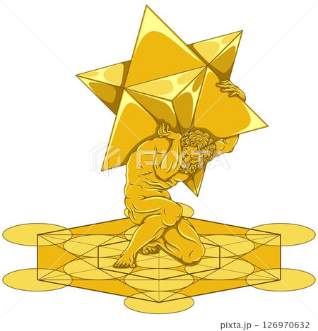 Titan Atlas with Metatron and Merkaba geometry symbol 126970632