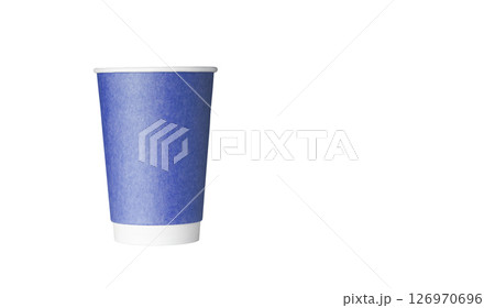cardboard glass of purple color, for coffee or tea on an isolated white background 126970696