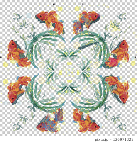 Mandala of Fireflies and Goldfish 126971325