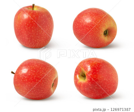 Collection of whole red apples isolated on white background. Pink juicy apple isolated. Collection of whole red apples isolated on white background. Pink juicy apple isolated. 126971387