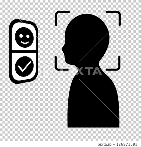 Silhouette of identity verification by facial recognition 126971393