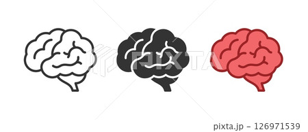 Brain icon. Line, outline and flat human brains. Intelligence, thought and psychology, cognition and brain health, startup symbol. Creative vector emoji and logo design 126971539