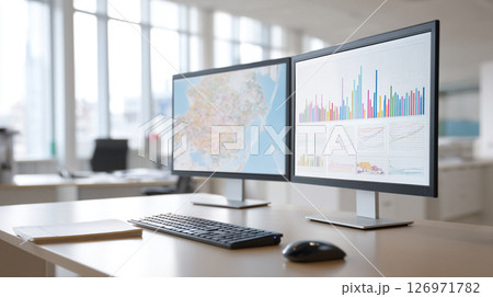 デュアルモニターに表示された分析シーン 126971782