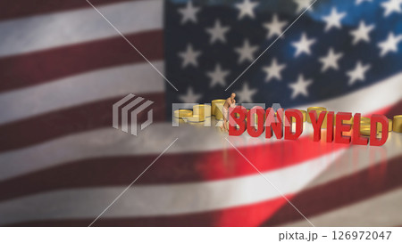 The Bond yields and coins  on USA flag for Business concept 3d Rendering. 126972047