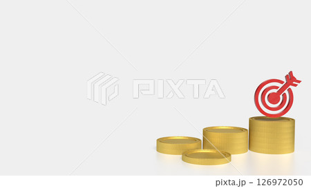 The Gold coins and red target for Business concept 3d Rendering. 126972050