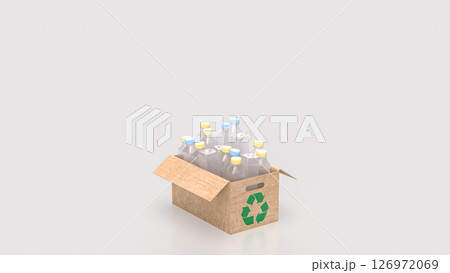 The Plastic bottle in Paper Box for eco or recycle concept 3d Rendering. The Plastic bottle in Paper Box for eco or recycle concept 3d Rendering. 126972069