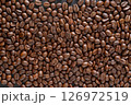 Coffee beans background. Top view coffee beans with copy space area for your text. Close up image. 126972519