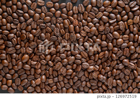 Coffee beans background. Top view coffee beans with copy space area for your text. Close up image. 126972519