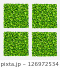 Set of green grass. Realistic green lawn pattern and texture for background. Artificial green grass carpet. Seamless texture. Vector illustration. 126972534