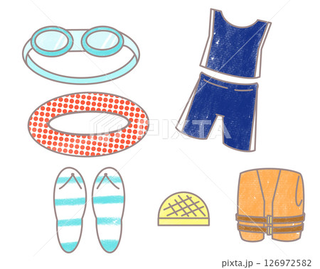 夏にぴったりの水泳イラストセット 126972582