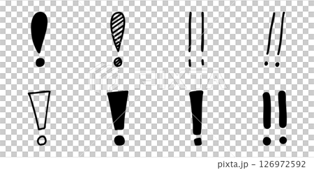 Handwritten exclamation mark black set 126972592