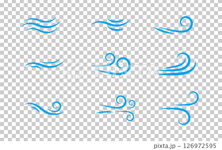 Wind strong wind wave line icon simple vector light blue 126972595