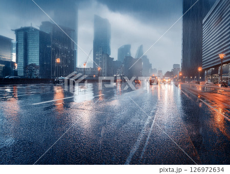 雨の都市風景-5 126972634