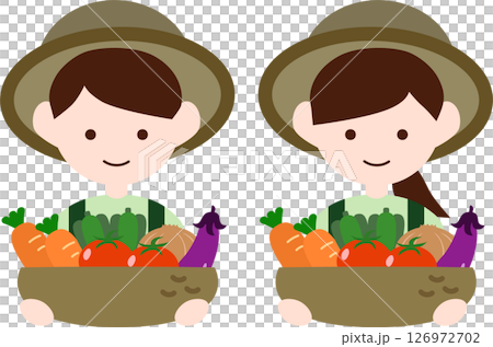 野菜を持つ農家の男性と女性のイラスト素材 126972702