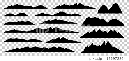 山剪影向量黑色插圖集 126972864