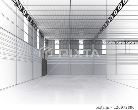 3d rendering of interior warehouse 3d rendering of interior warehouse 126972890