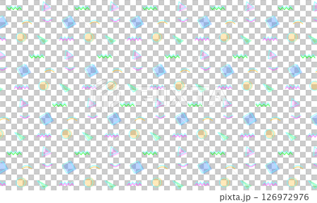 ドット柄が入った横に並ぶ蛍光タッチのメンフィス模様 126972976