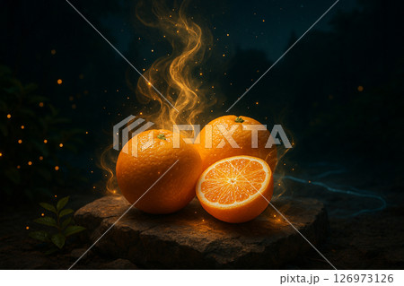 Glowing Oranges on Mystic Stone Glowing Oranges on Mystic Stone 126973126