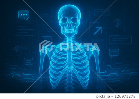 AI generated image of a Gurneys pitta in dual contrast showing natural vibrancy on the left and futuristic holographic design on the right in blue neon light. 126973278