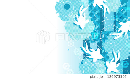 空色の金魚と夏イメージの和風背景 空色の金魚と夏イメージの和風背景 126973595