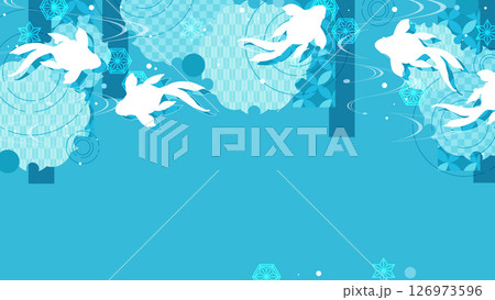 空色の金魚と夏イメージの和風背景 126973596