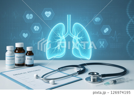AI generated image of a digital kidney at center surrounded by medical icons and data graphs reflecting advanced healthcare and diagnostics 126974195