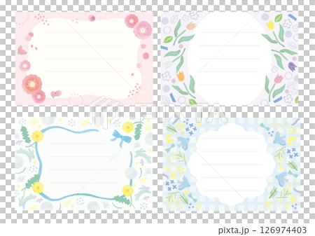 A set of cute and stylish spring message cards for adults 126974403