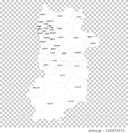 奈良県と市町村の白地図 126974555