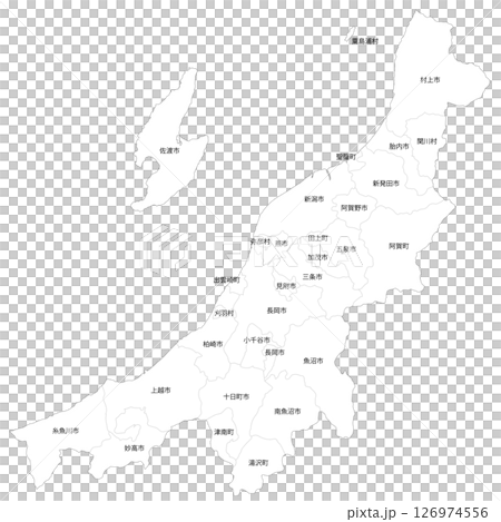 新潟県と市町村の白地図 126974556
