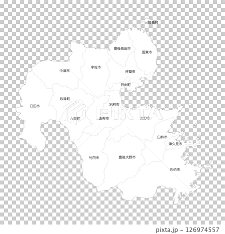大分県と市町村の白地図 126974557