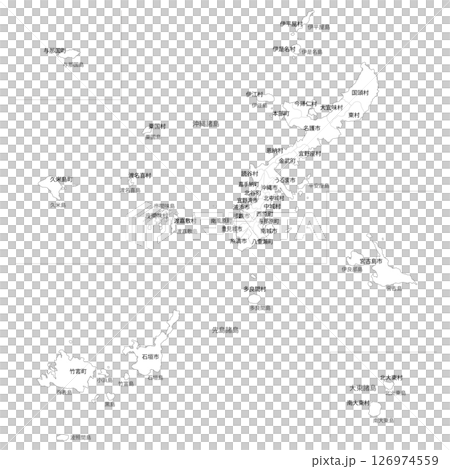 沖縄県と市町村の白地図 126974559