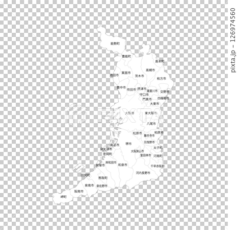 大阪府と市町村の白地図 126974560