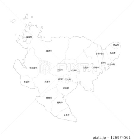 佐賀県と市町村の白地図 126974561
