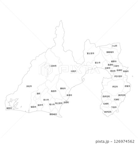 静岡県と市町村の白地図 126974562