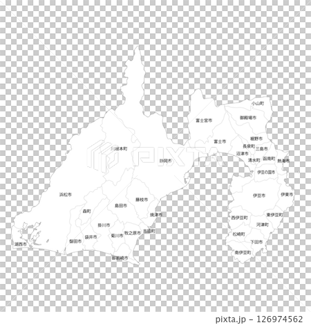 静岡県と市町村の白地図 126974562