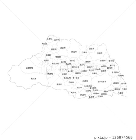 埼玉県と市町村の白地図 126974569